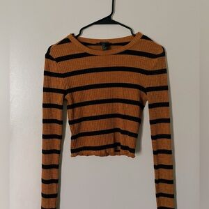 F21 orange and black striped long sleeve shirt